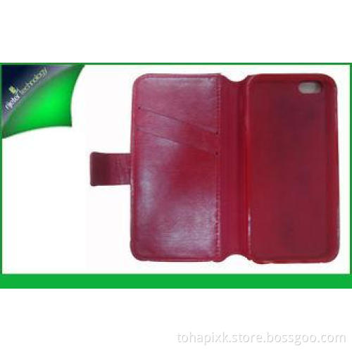 Red Flip Apple Iphone Leather Cases Wallet Style For Iphone